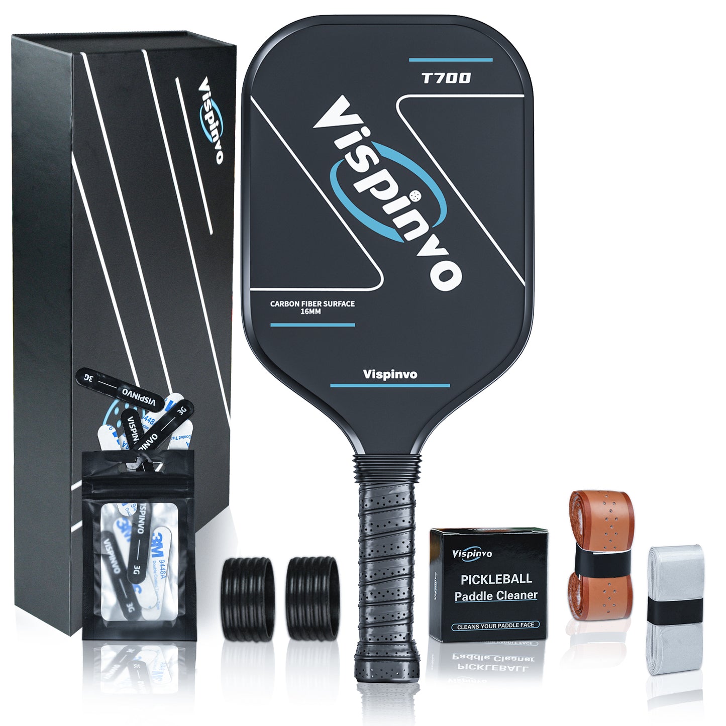 Vispinvo Carbon Fiber Pickleball Paddle(CFS), T700 Pickleball Paddles with High Grit & Spin, 16MM Polypropylene Honeycomb Core, Ideal for Novice and Professional Players