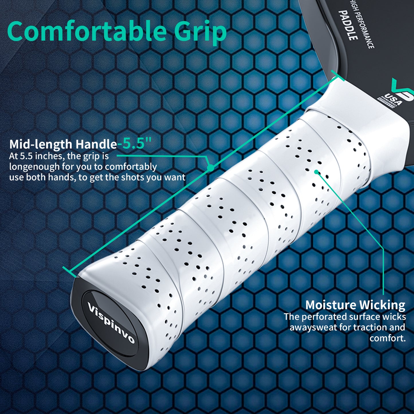 USAPA Approved, VISPINVO VS-R22 16MM T700 Thermoformed Raw Carbon Fiber Professional Pickleball Paddle, Polypropylene Honeycomb Core, Foam Injected Edges for Expanded Sweet Spot