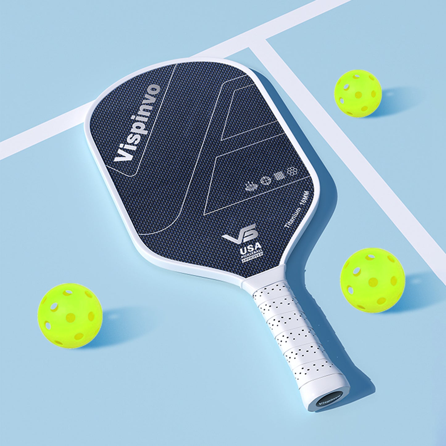 Titanium Carbon Fiber Pickleball Paddles with Honeycomb Core - Anti-Shock Handle & Textured Surface for Advanced Spin Control