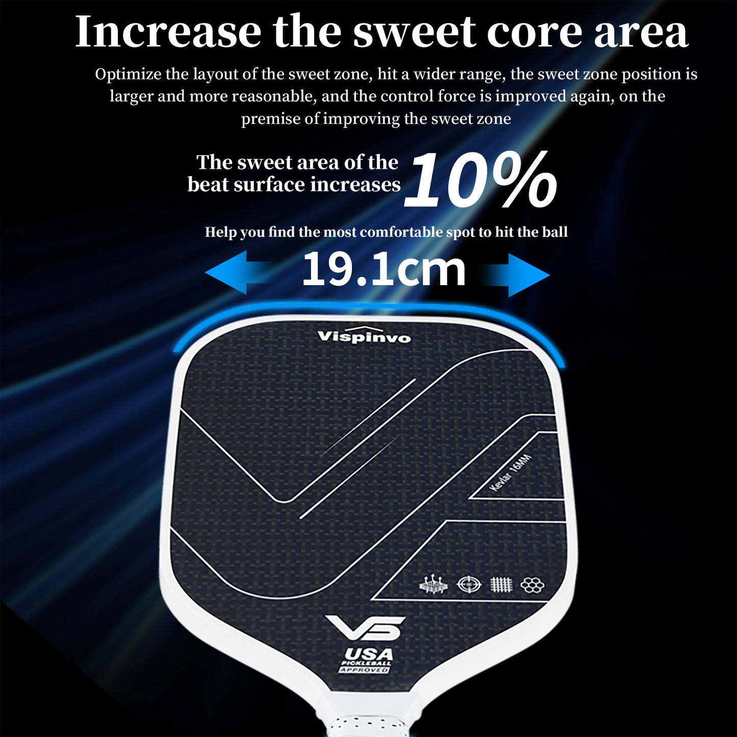 USAPA Approved Kevlar Hybrid Shape Thermoformed Foam Injected Pickleball Paddle 16MM With Power&Spin