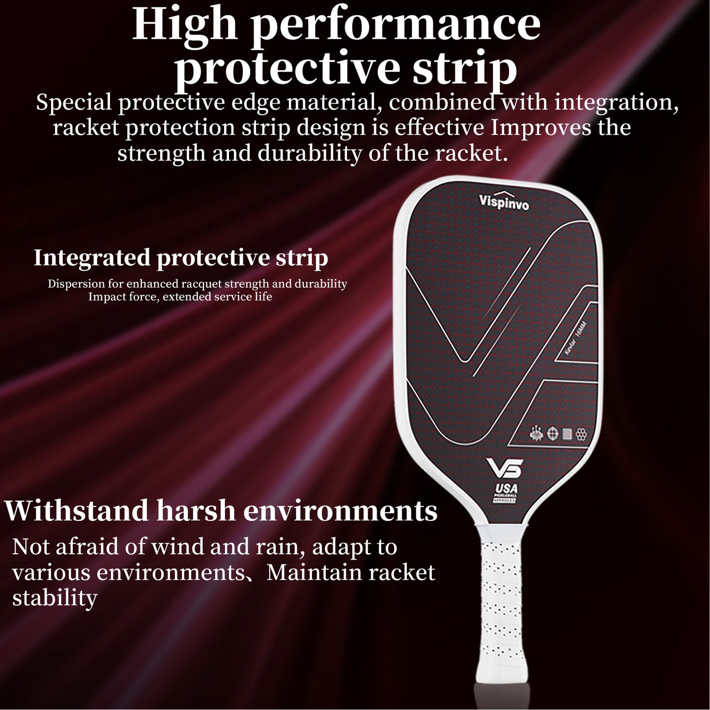 Hybrid Shape Raw Red Kevlar & Carbon Fiber Mixed Kevlar Pickleball Paddle 16mm Thermoformed High Quality With Raw Grit Tiny