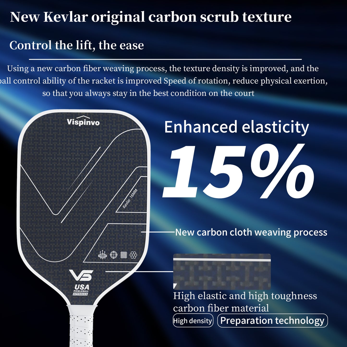 USAPA Approved Kevlar Hybrid Shape Thermoformed Foam Injected Pickleball Paddle 16MM With Power&Spin