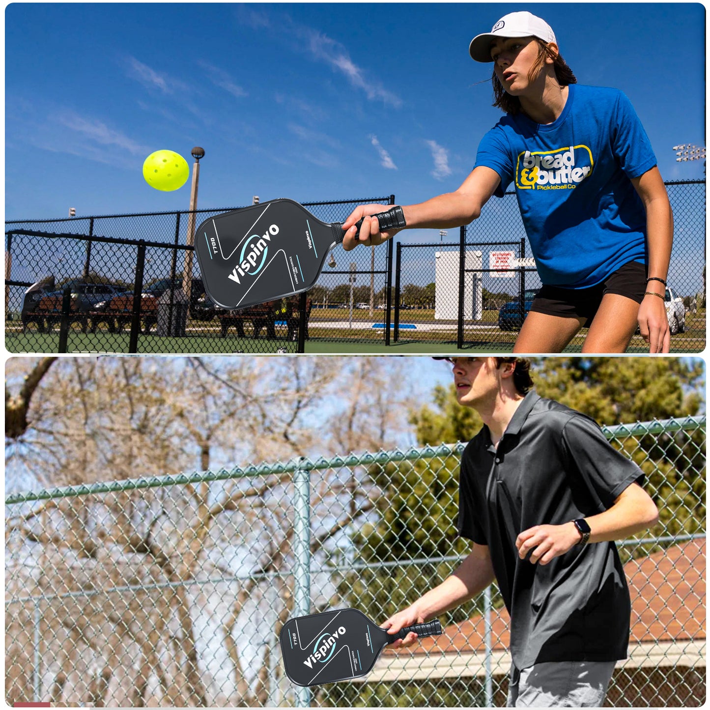 Vispinvo Carbon Fiber Pickleball Paddle(CFS), T700 Pickleball Paddles with High Grit & Spin, 16MM Polypropylene Honeycomb Core, Ideal for Novice and Professional Players