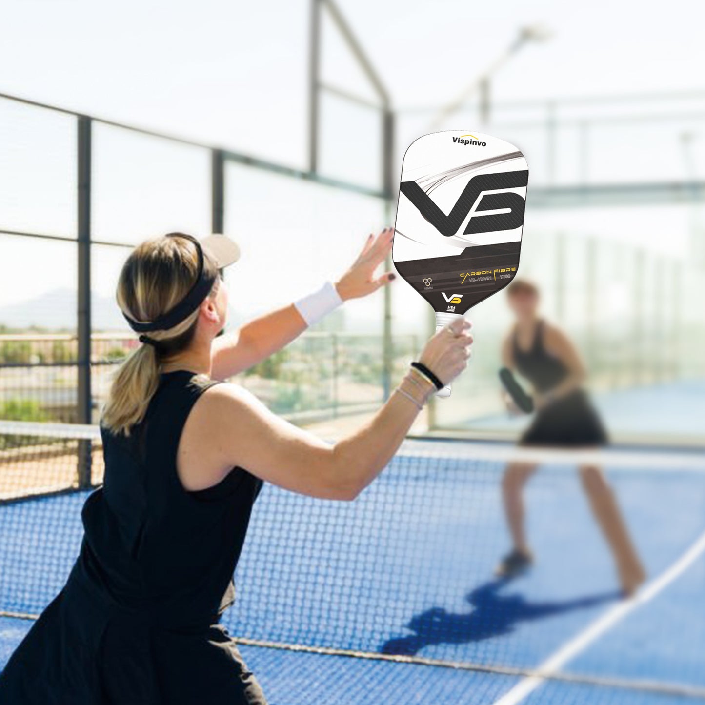 USAPA Approved High Quality Paddle, VISPINVO VS-YBV51 16MM Edgeless, 3K T700 Thermoformed Raw Carbon Fiber Pickleball Paddle, Foam Injected Edges for Expanded Sweet Spot