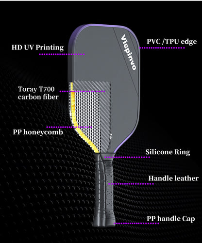 Hot Selling Vispinvo VS-1.0-PRO Carbon Fibre Surface Thermoformed Pickleball Paddle with Anti-Slip Grip
