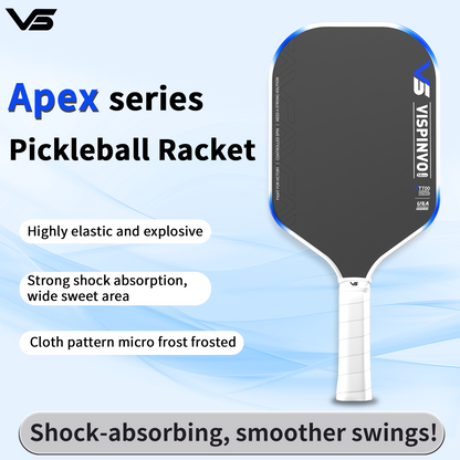 Vispinvo Apex-series Pickleball Paddles, Raw Carbon Fiber Surface, 16mm, Tech Flex Power, Propulsion Core, Elongated, Control and Balance