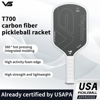 Vispinvo R16 White pickleball paddle, USAPA approved, T700 carbon fibre