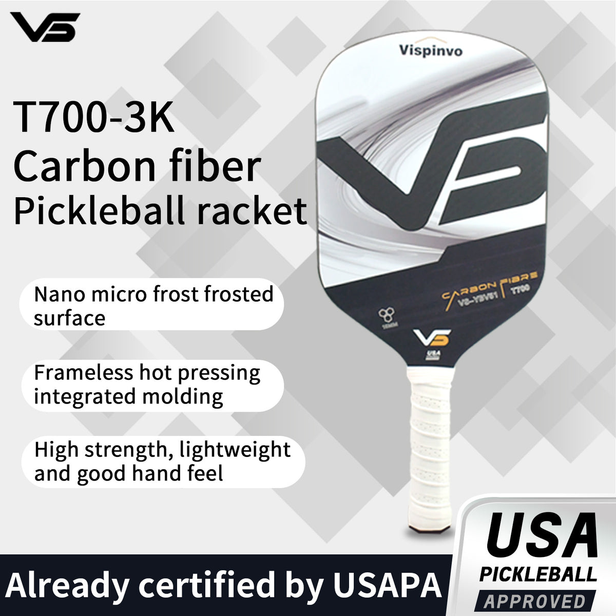 VISPINVO YBV-51/3K/USAPA Approved High Quality Professional Tournament Paddle