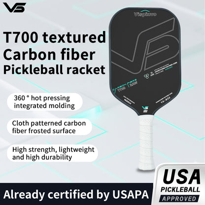 Vispinvo R22 Black Pickleball Paddle, T700 Carbon Fibre/