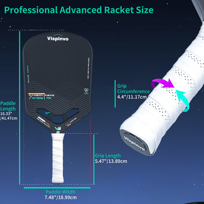USAPA Approved, High Level VISPINVO VS-YBV34 Lightweight Pickleball Paddle Edgeless, 16MM T700 Thermoformed Raw Carbon Fiber Pickleball Paddle, Foam Injected Edges for Expanded Sweet Spot, Control and Balance