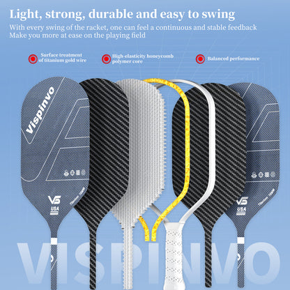 Titanium Carbon Fiber Pickleball Paddles with Honeycomb Core - Anti-Shock Handle & Textured Surface for Advanced Spin Control