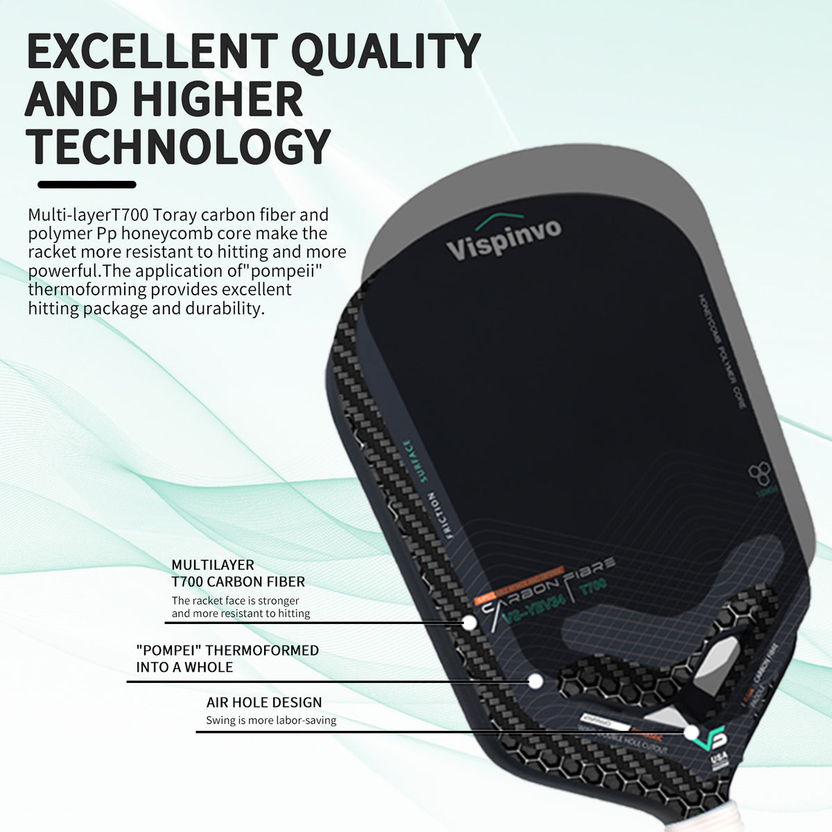 VISPINVO VS-YBV34/USAPA Approved,  (Tournament Ready)Paddle Details