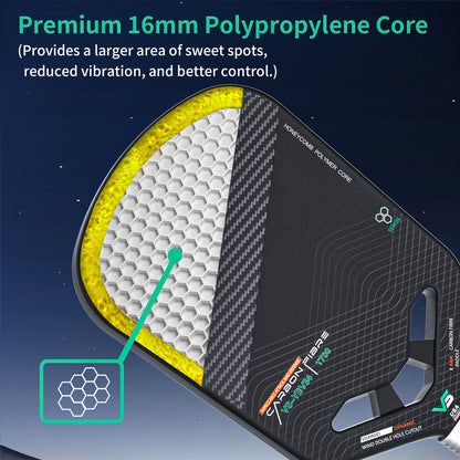 USAPA Approved, High Level VISPINVO VS-YBV34 Lightweight Pickleball Paddle Edgeless, 16MM T700 Thermoformed Raw Carbon Fiber Pickleball Paddle, Foam Injected Edges for Expanded Sweet Spot, Control and Balance