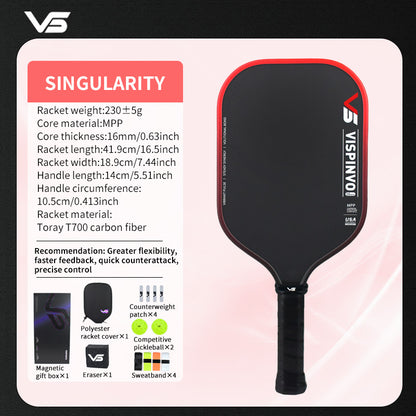 Apex Series/USAPA Certified Paddle/Quantum MPP/5th Generation Pickleball Paddle/Toray T700 Carbon Fibre/Hot Pressed Integrated/Microporous Core Double-Layer Foam/Fully Equipped Gift Set