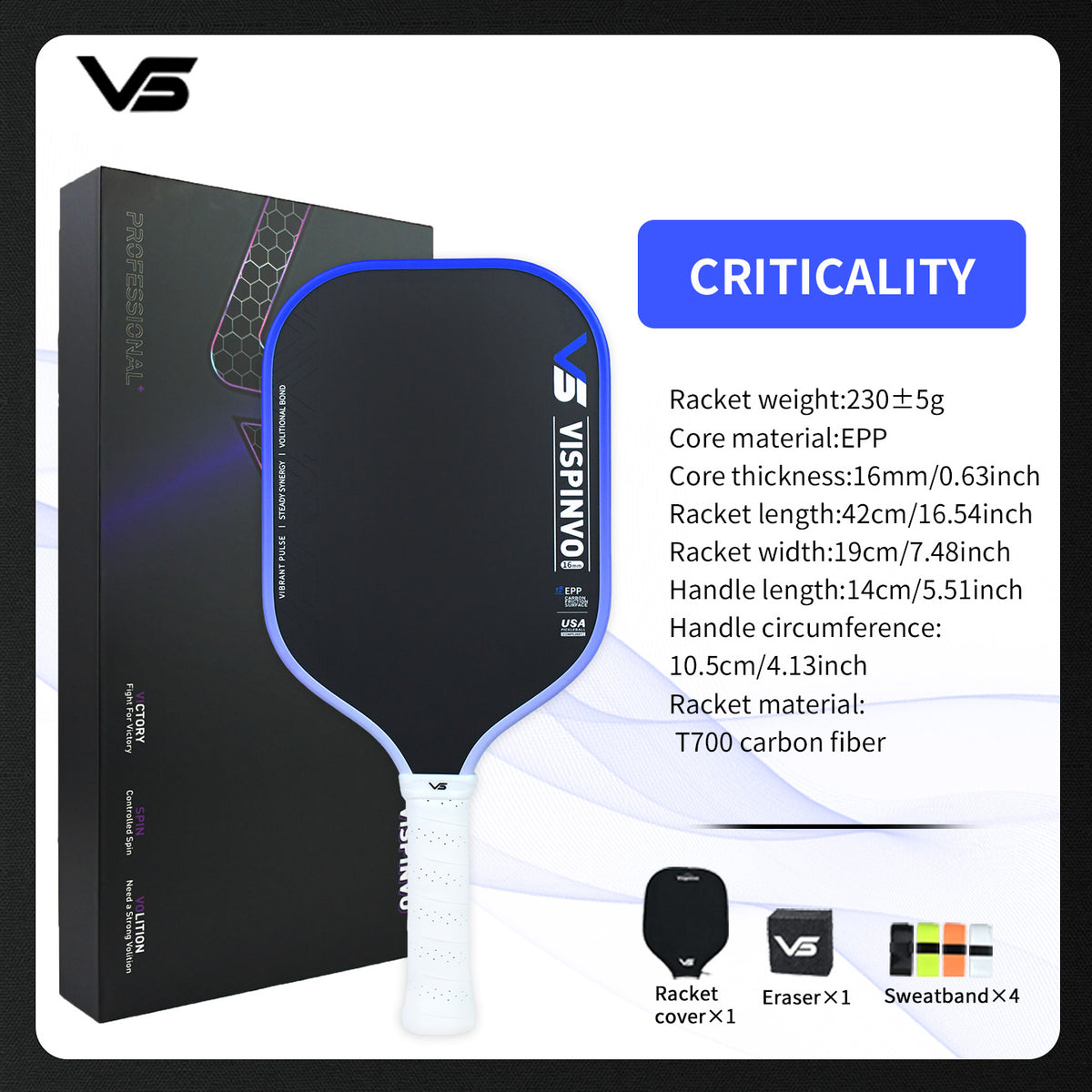 VSPINVO Apex Critical EPP 5th Generation T700 Carbon Fiber Pickleball Paddle