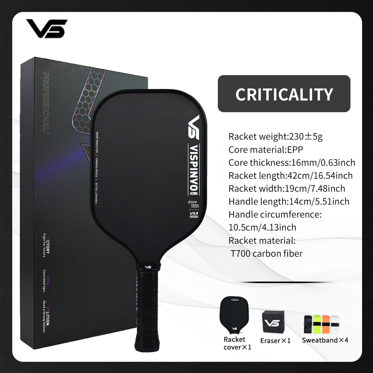 VSPINVO Apex Critical EPP 5th Generation T700 Carbon Fiber Pickleball Paddle