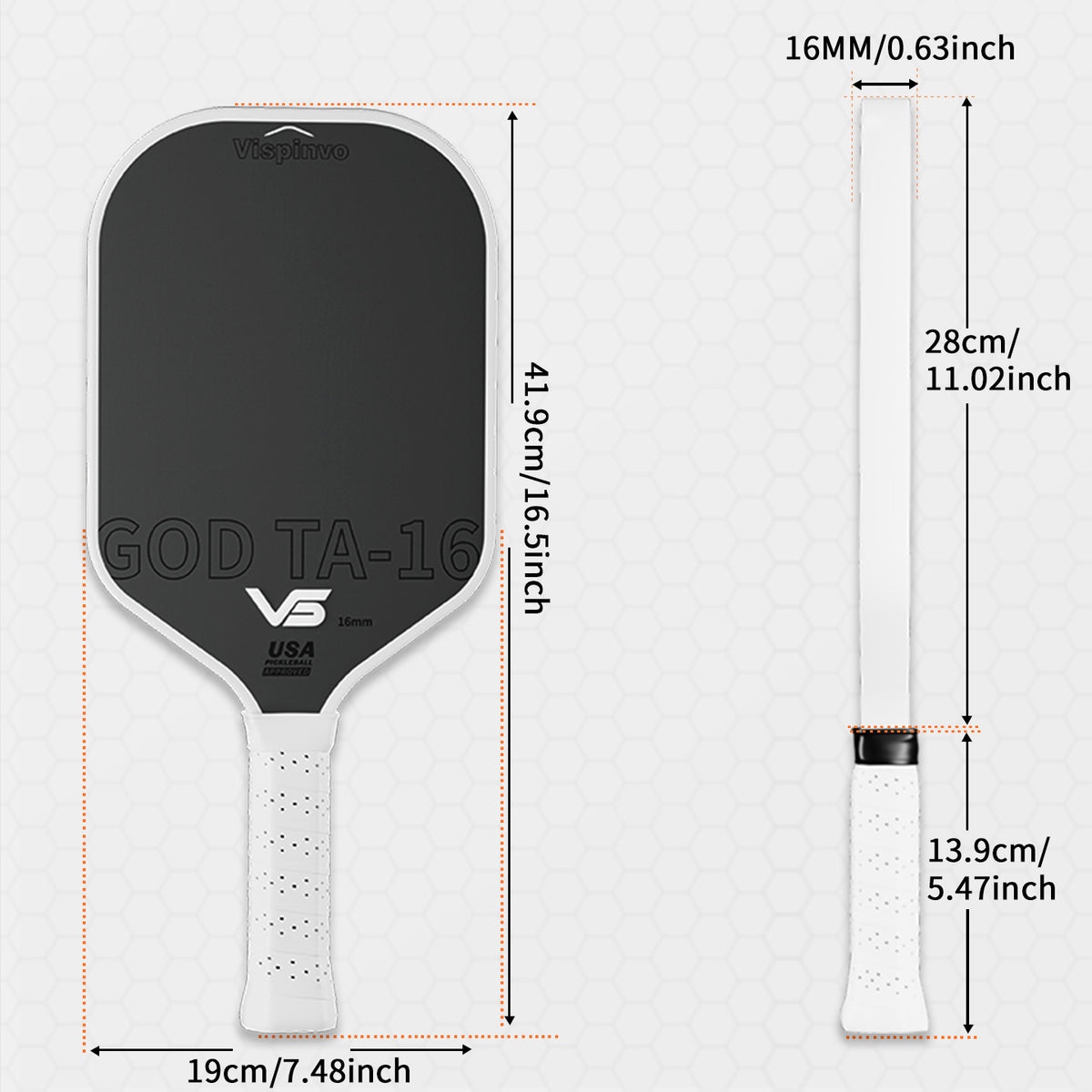 Vispinvo GOD TA-16   T700 Carbon USAPATournament Paddle
