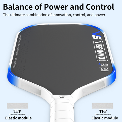 Vispinvo Apex-series Pickleball Paddles, Raw Carbon Fiber Surface, 16mm, Tech Flex Power, Propulsion Core, Elongated, Control and Balance