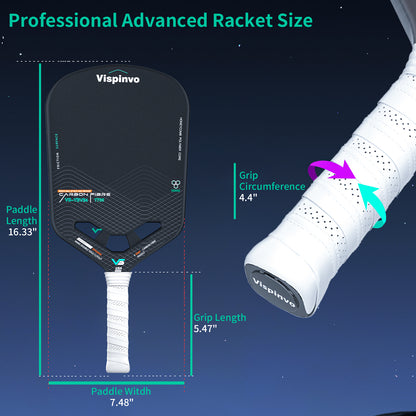 USAPA Approved, High Level VISPINVO VS-YBV34 Lightweight Pickleball Paddle Edgeless, 16MM T700 Thermoformed Raw Carbon Fiber Pickleball Paddle, Foam Injected Edges for Expanded Sweet Spot, Control and Balance